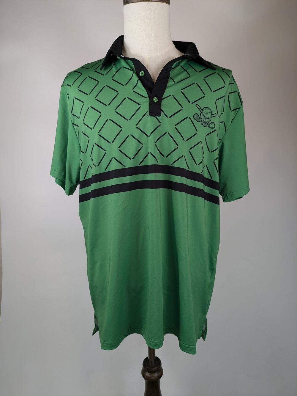 Tattoo Golf Mens L Polo Shirt Hazard Procool Fabric Stretch Performance Athletic